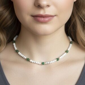 LUXURY Choker Necklace JADE HOWLITE NATURAL AUTHNTIC STONES NEW 16 INCH